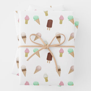 Nostalgic Ice Cream Parlor Birthday Party Wrapping Paper Sheets