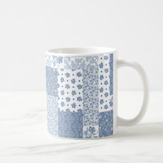 Nostalgic Indigo Faux Patchwork Coffee Mug