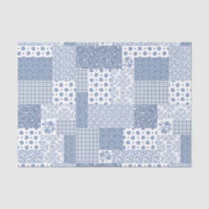 Nostalgic Indigo Faux Patchwork Tissue Paper