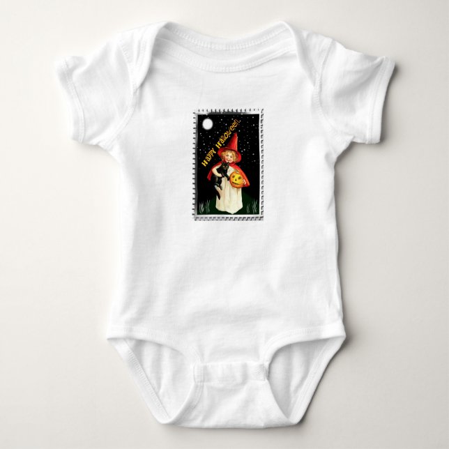 Nostalgic Little Girl, Jack-o’-lantern and Black C Baby Bodysuit (Front)