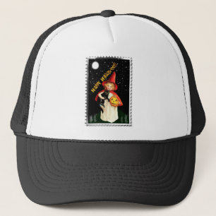 Nostalgic Little Girl, Jack-o’-lantern and Cat Trucker Hat