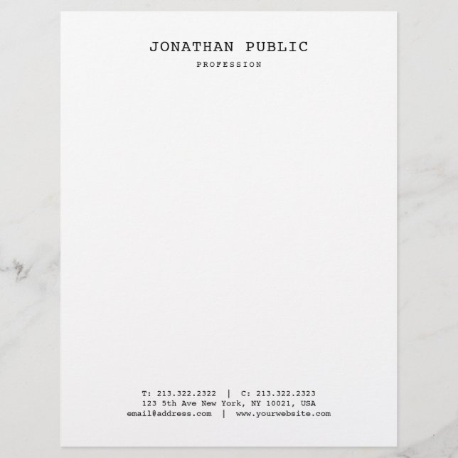 Nostalgic Look Classic Elegant Simple Design White Letterhead (Front)