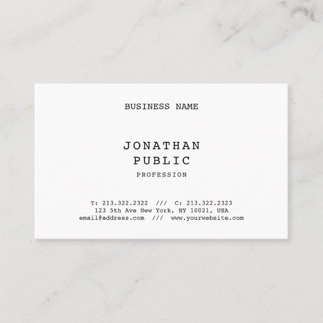 Nostalgic Look Minimalist Elegant Classic Template Business Card (Front)