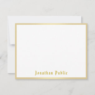 Nostalgic Look Old Style Calligraphy Script Gold Note Card