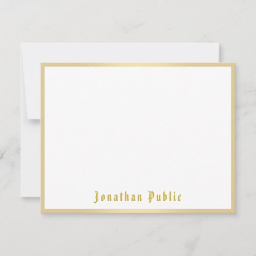 Nostalgic Look Old Style Calligraphy Script Gold Note Card