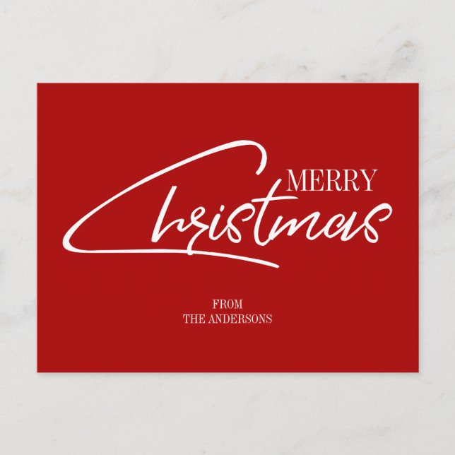 Nostalgic Merry Christmas Script Holiday Postcard (Front)