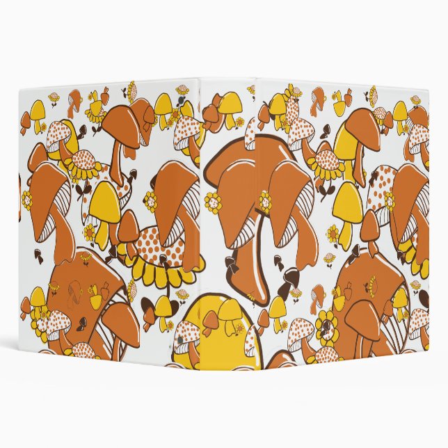 Nostalgic Mushroom Pattern 3 Ring Binder (Background)