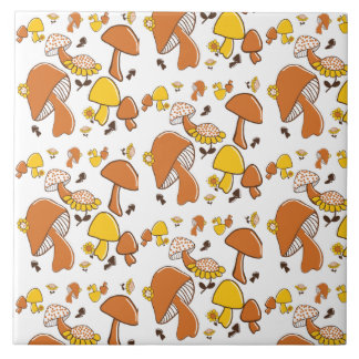 Nostalgic Mushroom Pattern Ceramic Tile