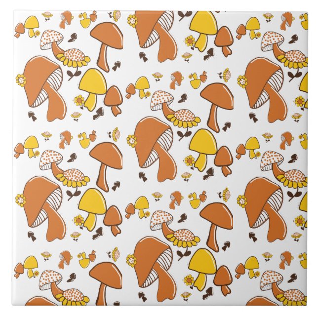 Nostalgic Mushroom Pattern Ceramic Tile (Front)