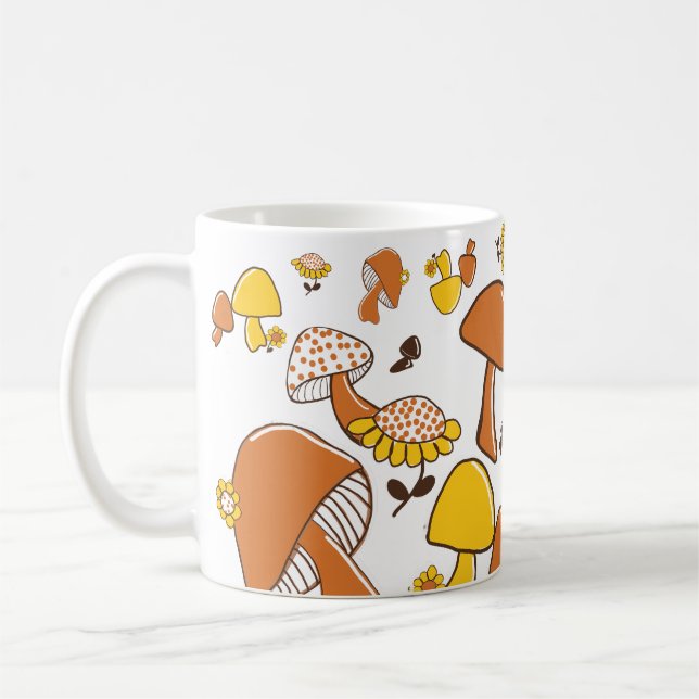 Nostalgic Mushroom Pattern Coffee Mug (Left)