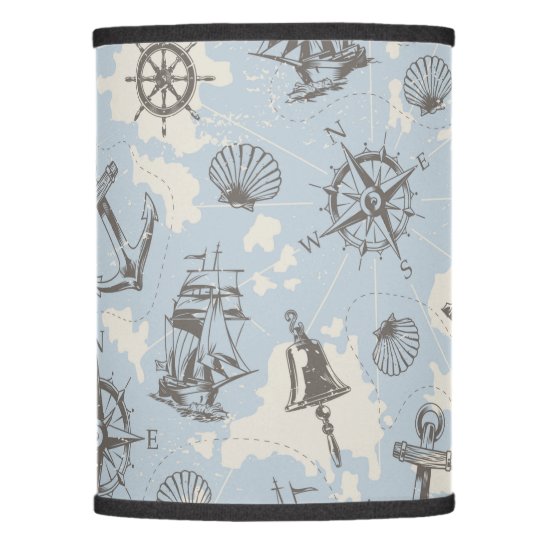 Nostalgic nautical themed blue pattern lamp shade