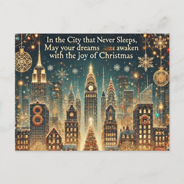 Nostalgic New York Christmas - Iconic Holiday Postcard (Front)