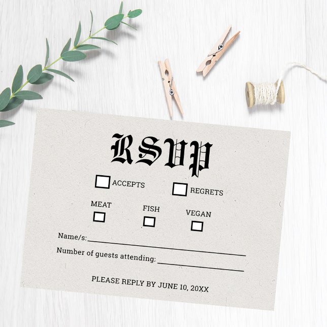 Nostalgic Newspaper Wedding RSVP Card (Nostalgic Newspaper RSVP Card)