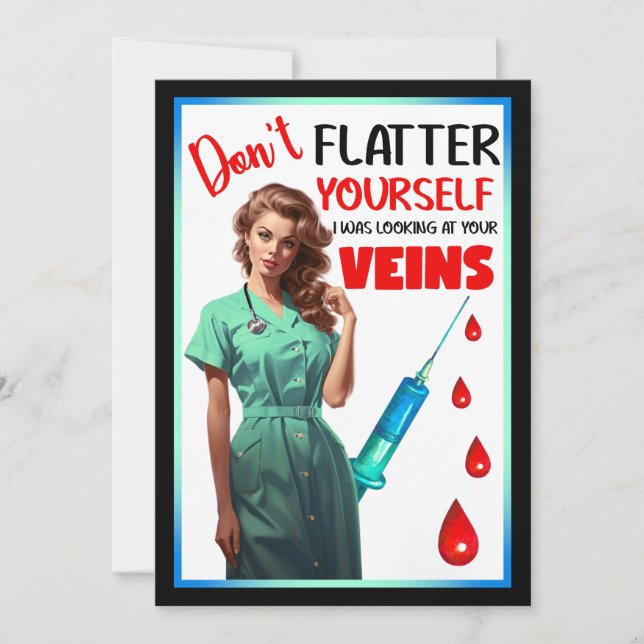 Nostalgic Nurse Pinup_ Don't Flatter Yourself Thank You Card (Front)