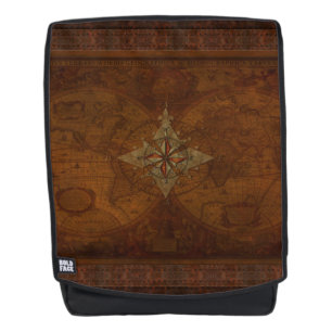 Nostalgic Old Compass Rose Design Backpack