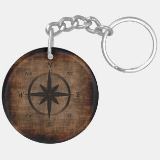 Nostalgic Old Compass Rose Design Keychain