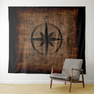 Nostalgic Old Compass Rose Design Tapestry