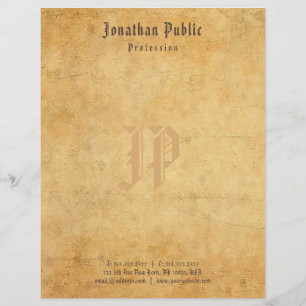 Nostalgic Old Paper Look Monogram Elegant Vintage