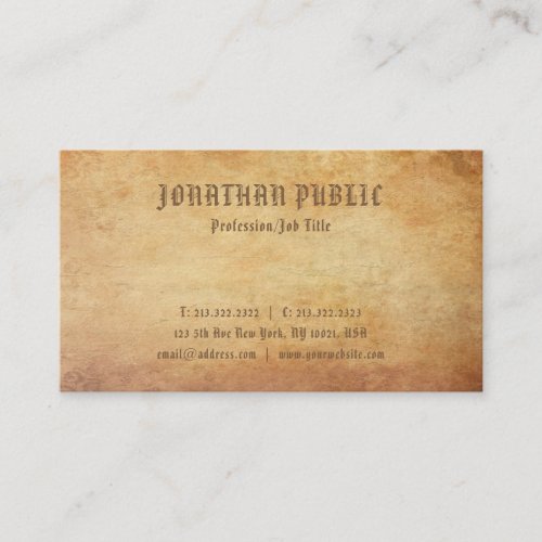 Nostalgic Old Paper Look Premium Thick Luxury Business Card