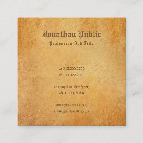 Nostalgic Old Paper Look Professional Creative Square Business Card