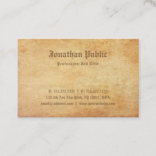 Nostalgic Old Paper Look Professional Luxury Plain Business Card