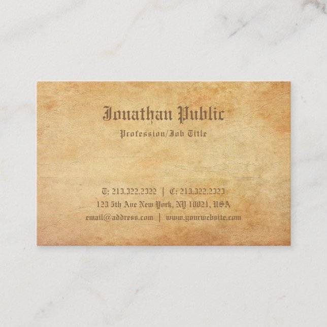 Nostalgic Old Paper Look Professional Luxury Plain Business Card (Front)
