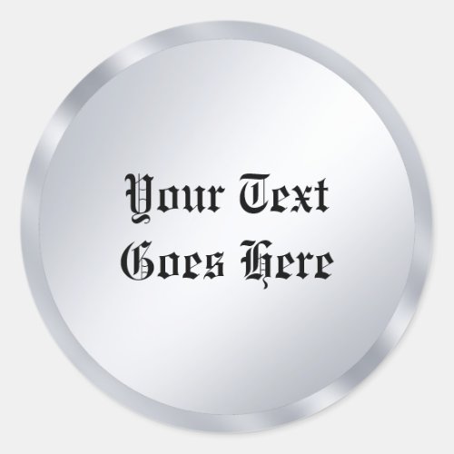 Nostalgic Old Style Text Calligraphy Script Silver Classic Round Sticker
