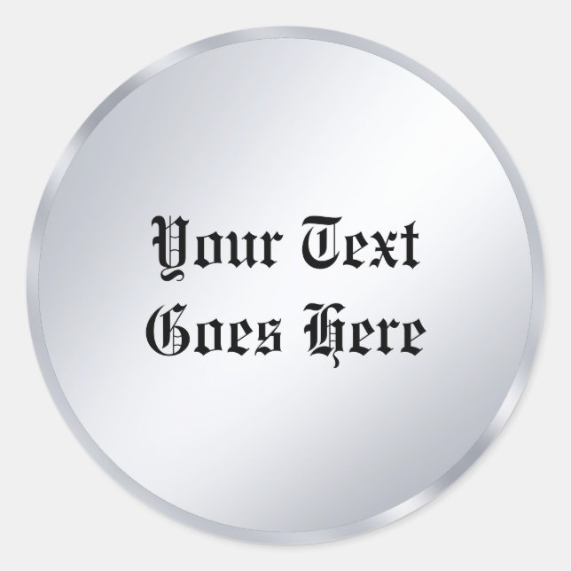 Nostalgic Old Style Text Calligraphy Script Silver Classic Round Sticker (Front)