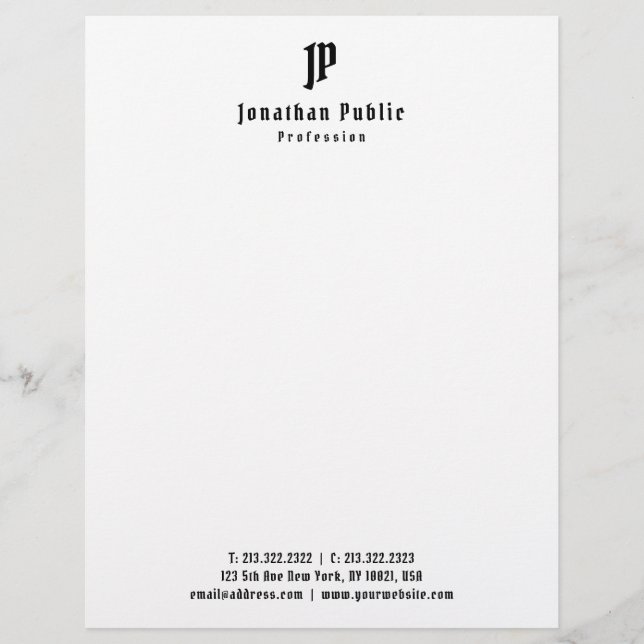 Nostalgic Old Style Text Monogram Simple Template Letterhead (Front)
