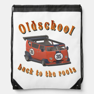 Nostalgic Oldschool, Oldtimer van red grey Drawstring Bag