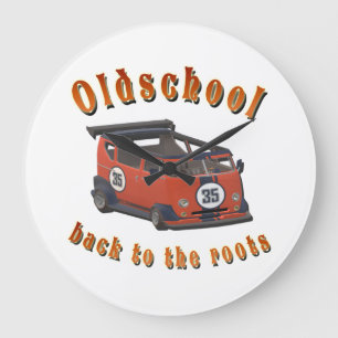 Nostalgic Oldschool, Oldtimer van red grey Large Clock