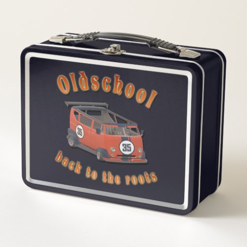 Nostalgic Oldschool Oldtimer van red grey Metal Lunch Box