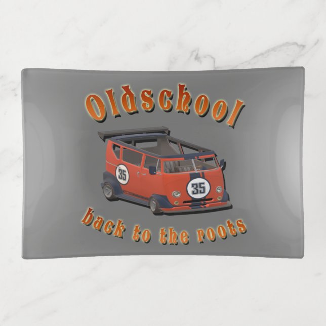 Nostalgic Oldschool, Oldtimer van red grey Trinket Tray (Front)