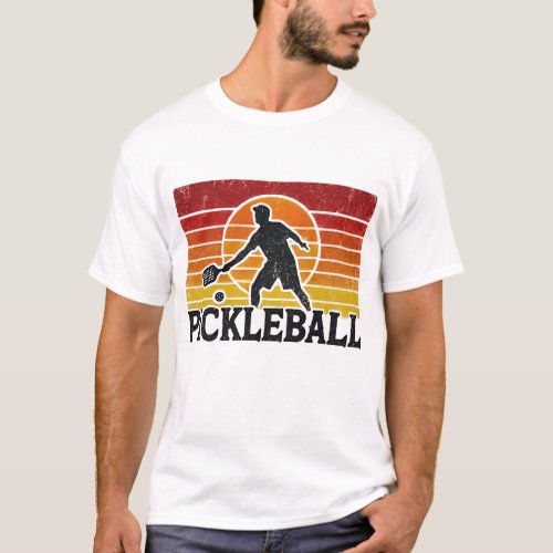 Nostalgic Pickleball Paddle and Player Graphic T_Shirt