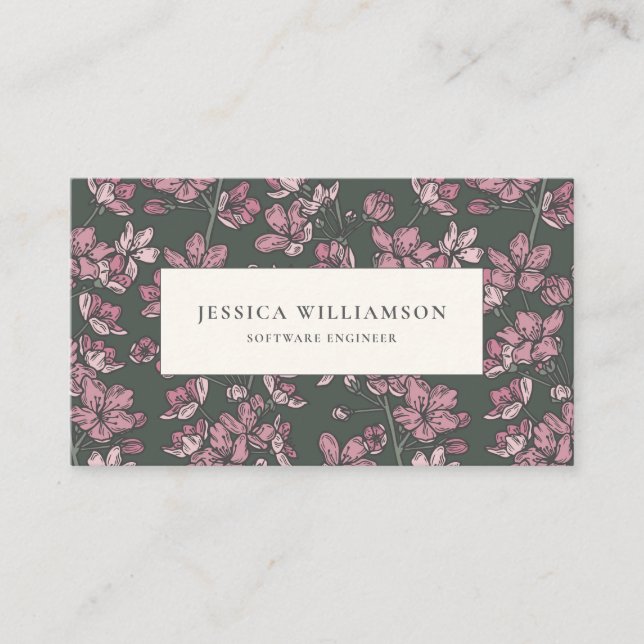 Nostalgic pink floral Business Card (Front)