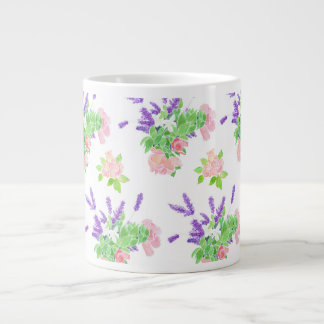 Nostalgic Pink Roses, Mock Orange Blossom, Lavende Large Coffee Mug