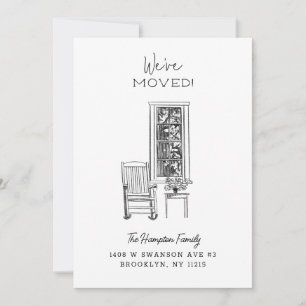 Nostalgic Porch Vignette Sketch Drawing Moving Announcement
