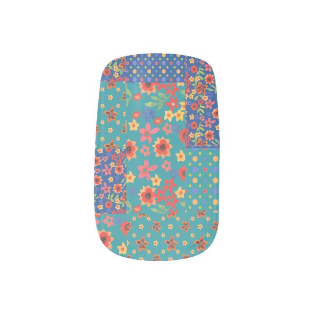 Nostalgic Prints Faux Patchwork Minx Nails Minx Nail Wraps (Right Thumb)