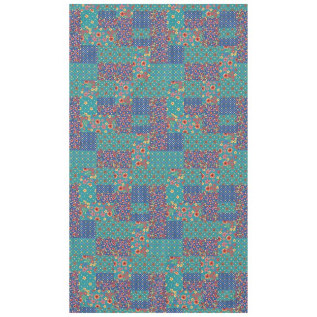 Nostalgic Prints Faux Patchwork Tablecloth (Front)