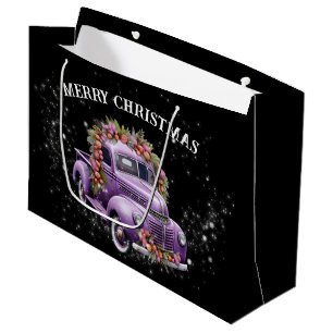 Nostalgic Purple truck Home for Christmas Large Gift Bag