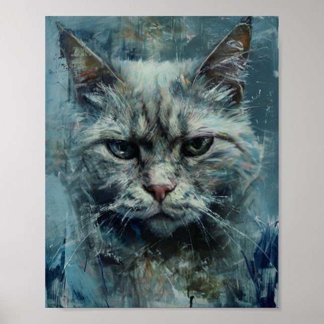 Nostalgic rainy cat scene poster (Front)
