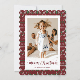 Nostalgic Red Green Photo Merry Christmas Card