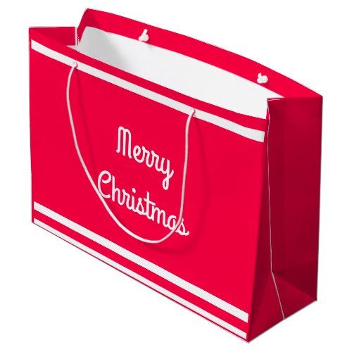 Nostalgic Red White Template Merry Christmas Text Large Gift Bag