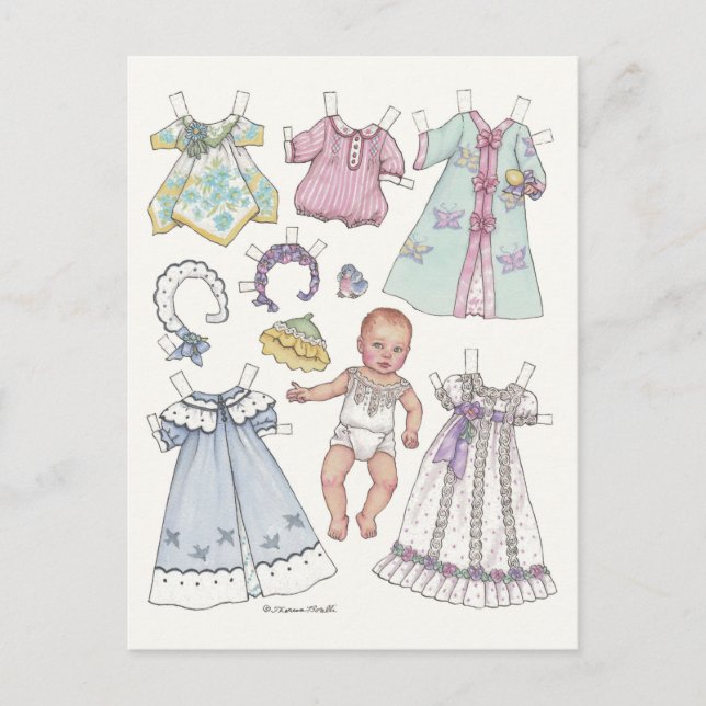 Nostalgic Redhead Baby Paper Doll Postcard (Front)