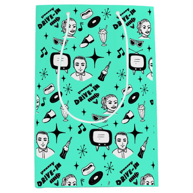 Nostalgic Retro 1950's Style Medium Gift Bag (Front)