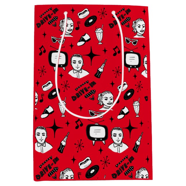 Nostalgic Retro 1950's Style  Medium Gift Bag (Front)