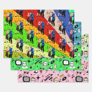 Nostalgic Retro 1950's Style Wrapping Paper Sheets