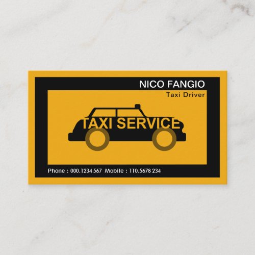 Nostalgic Retro Huge Black Border Taxi Service Business Card