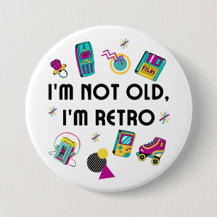 nostalgic retro neon color 80s memorabilia button