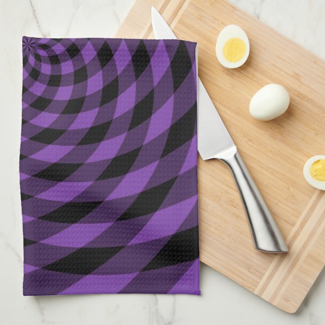 Nostalgic Retro Pattern - Purple  Kitchen Towel (Quarter Fold)